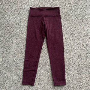 RARE LuluLemon Burgundy Striped Cropped Legging
